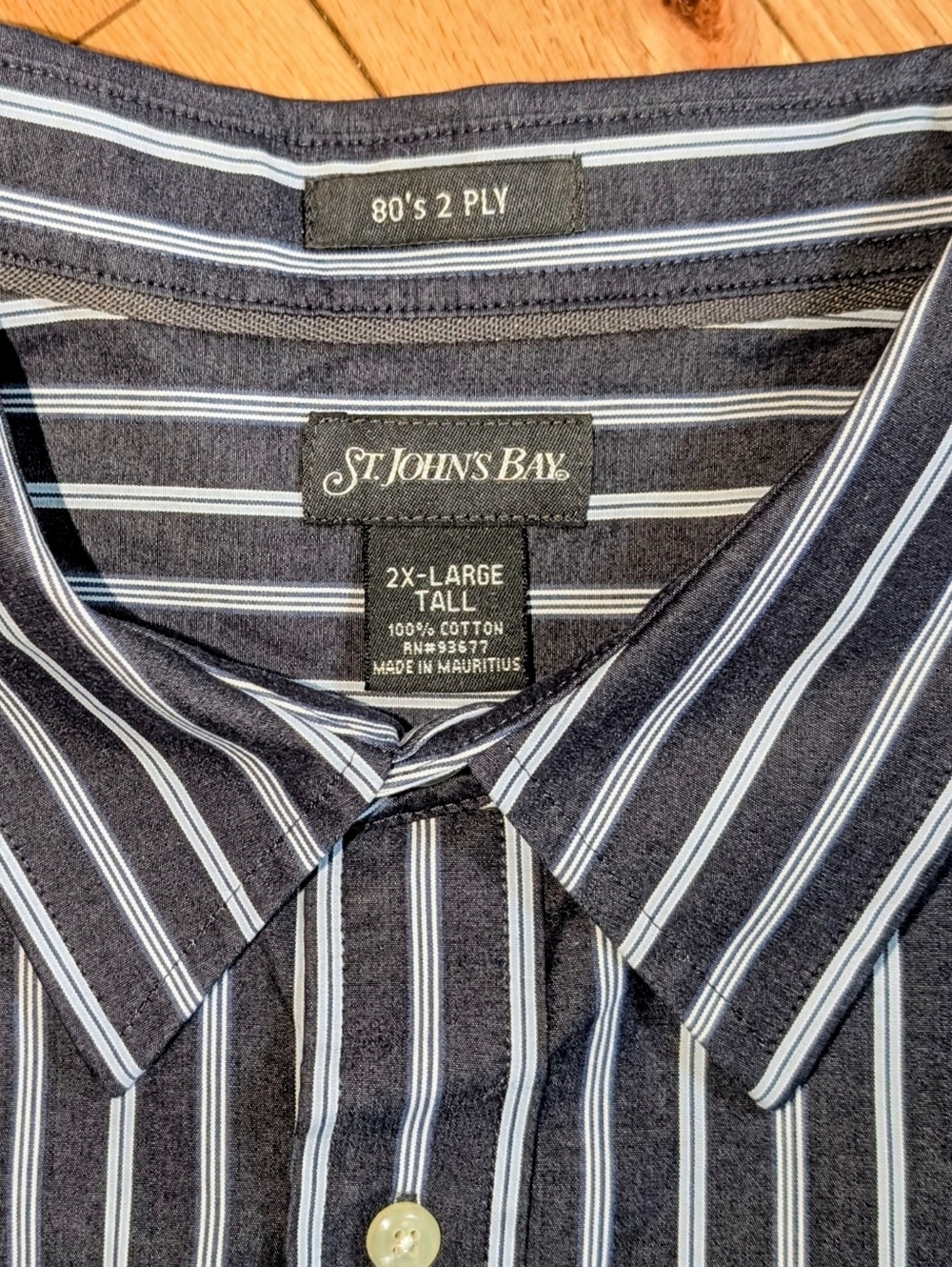 Men's Heathered Black/White Stripe Shirt, St John's Bay 2XLT, Unworn
